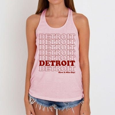 Retro Vintage Detroit Have A Nice Day Women's Knotted Racerback Tank