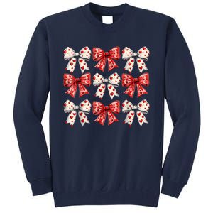 Retro ValentineS Day Heart Coquette Bow Women Tall Sweatshirt