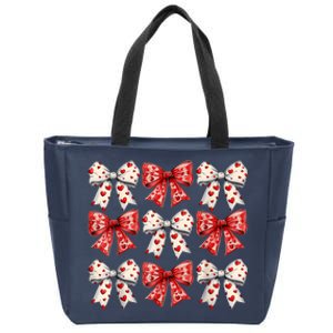 Retro ValentineS Day Heart Coquette Bow Women Zip Tote Bag