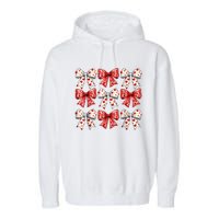 Retro ValentineS Day Heart Coquette Bow Women Garment-Dyed Fleece Hoodie