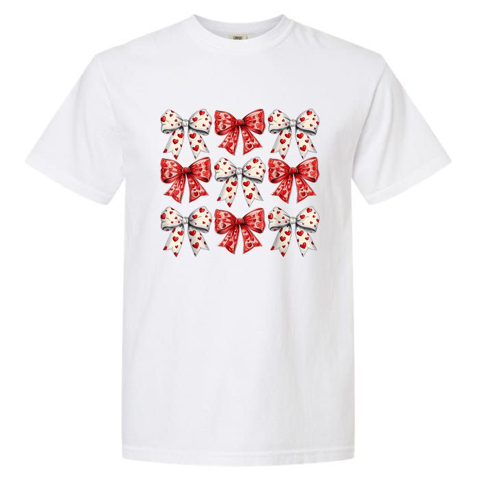 Retro ValentineS Day Heart Coquette Bow Women Garment-Dyed Heavyweight T-Shirt