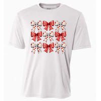 Retro ValentineS Day Heart Coquette Bow Women Cooling Performance Crew T-Shirt