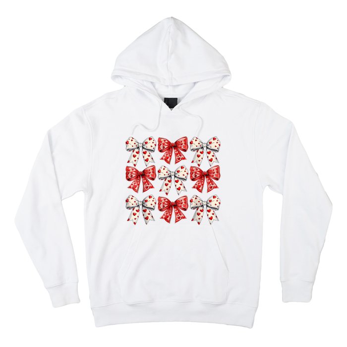 Retro ValentineS Day Heart Coquette Bow Women Hoodie