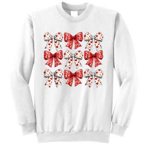 Retro ValentineS Day Heart Coquette Bow Women Sweatshirt