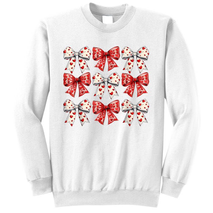 Retro ValentineS Day Heart Coquette Bow Women Sweatshirt