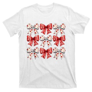 Retro ValentineS Day Heart Coquette Bow Women T-Shirt