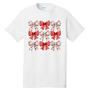 Retro ValentineS Day Heart Coquette Bow Women Tall T-Shirt