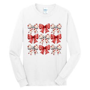 Retro ValentineS Day Heart Coquette Bow Women Tall Long Sleeve T-Shirt