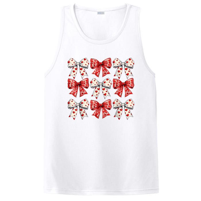 Retro ValentineS Day Heart Coquette Bow Women PosiCharge Competitor Tank