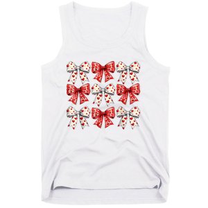 Retro ValentineS Day Heart Coquette Bow Women Tank Top