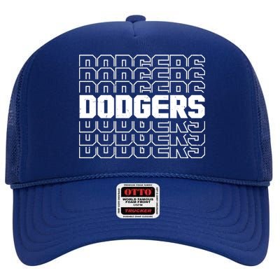 Retro Vintage Dodgers Baseball Sports Fan High Crown Mesh Back Trucker Hat