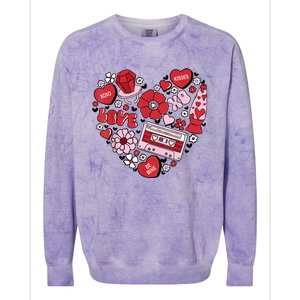 Retro Valentines Day Love Groovy Valentines Hearts Colorblast Crewneck Sweatshirt