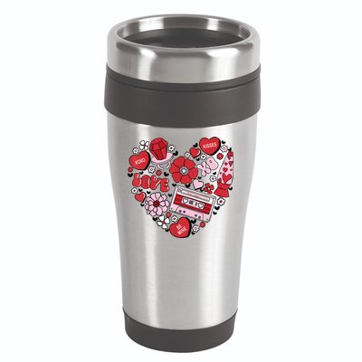 Retro Valentines Day Love Groovy Valentines Hearts 16oz Travel Tumbler
