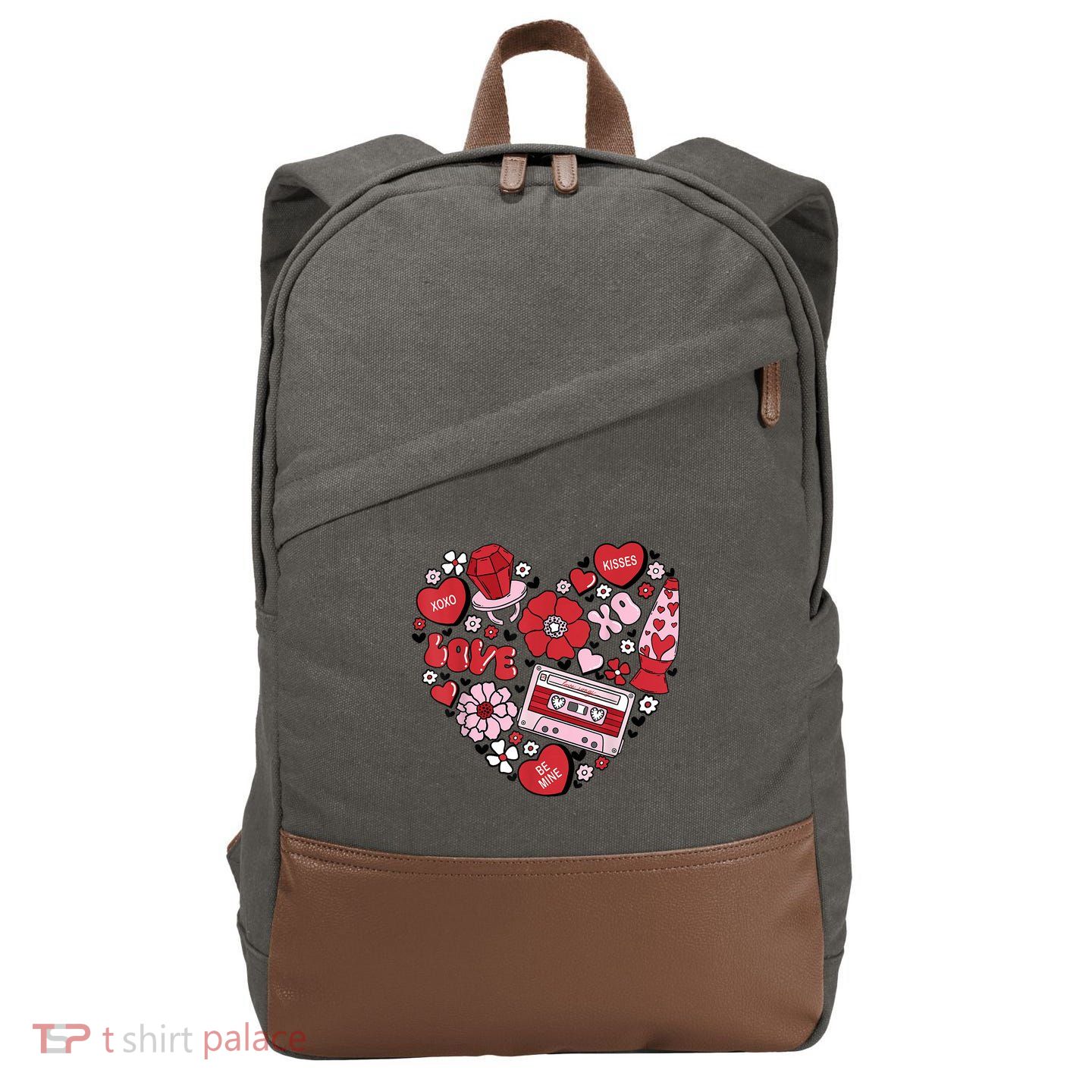 Retro Valentines Day Love Groovy Valentines Hearts Cotton Canvas Backpack