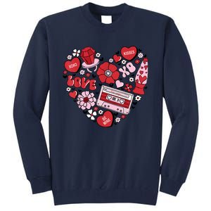 Retro Valentines Day Love Groovy Valentines Hearts Tall Sweatshirt