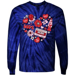 Retro Valentines Day Love Groovy Valentines Hearts Tie-Dye Long Sleeve Shirt