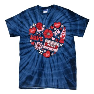 Retro Valentines Day Love Groovy Valentines Hearts Tie-Dye T-Shirt