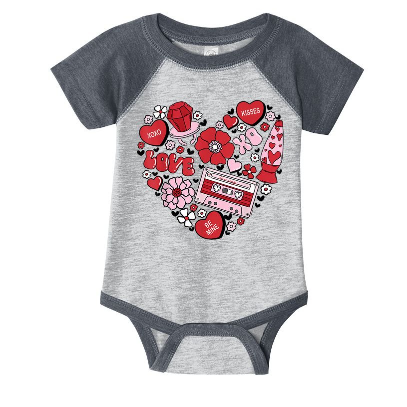 Retro Valentines Day Love Groovy Valentines Hearts Infant Baby Jersey Bodysuit
