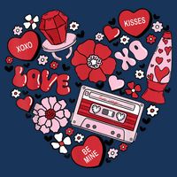 Retro Valentines Day Love Groovy Valentines Hearts Infant Baby Jersey Bodysuit