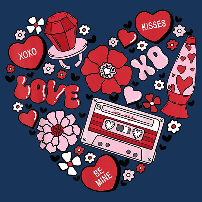 Retro Valentines Day Love Groovy Valentines Hearts Infant Baby Jersey Bodysuit