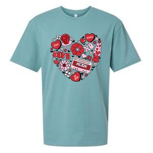 Retro Valentines Day Love Groovy Valentines Hearts Sueded Cloud Jersey T-Shirt