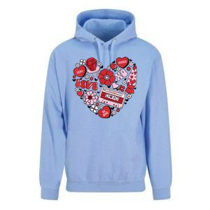 Retro Valentines Day Love Groovy Valentines Hearts Unisex Surf Hoodie