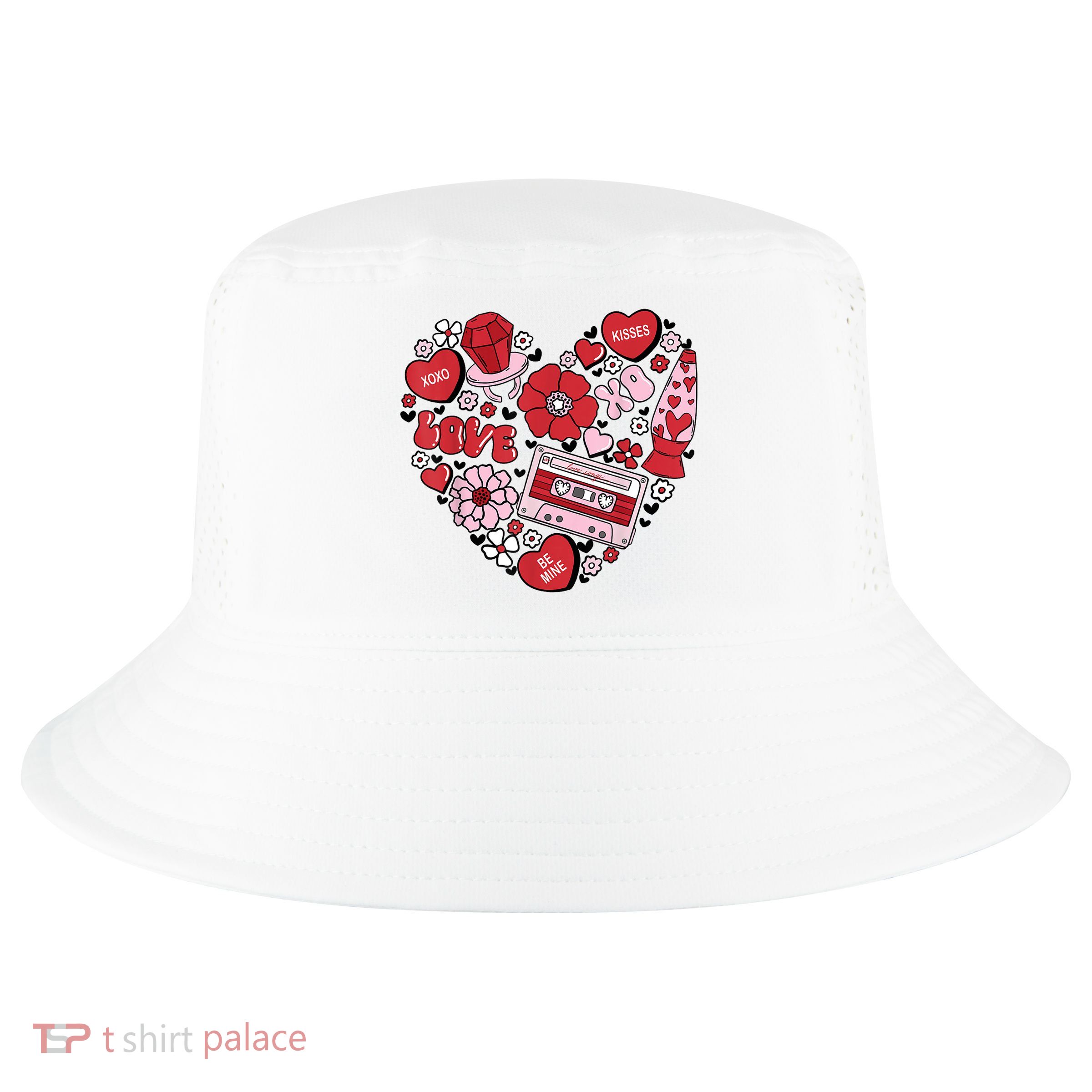 Retro Valentines Day Love Groovy Valentines Hearts Cool Comfort Performance Bucket Hat