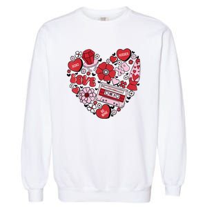 Retro Valentines Day Love Groovy Valentines Hearts Garment-Dyed Sweatshirt