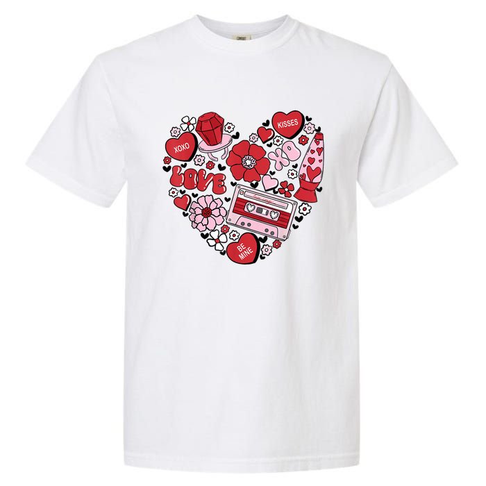 Retro Valentines Day Love Groovy Valentines Hearts Garment-Dyed Heavyweight T-Shirt