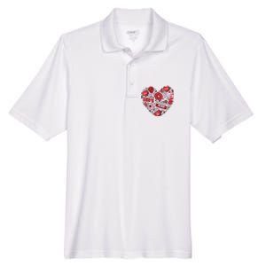 Retro Valentines Day Love Groovy Valentines Hearts Men's Origin Performance Pique Polo