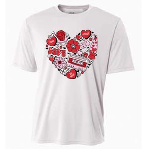 Retro Valentines Day Love Groovy Valentines Hearts Cooling Performance Crew T-Shirt