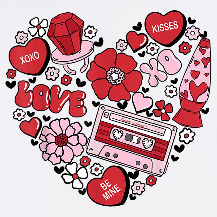 Retro Valentines Day Love Groovy Valentines Hearts Cooling Performance Crew T-Shirt