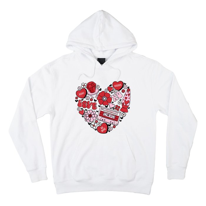 Retro Valentines Day Love Groovy Valentines Hearts Hoodie