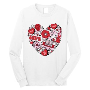 Retro Valentines Day Love Groovy Valentines Hearts Long Sleeve Shirt