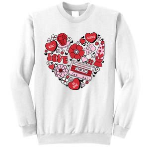 Retro Valentines Day Love Groovy Valentines Hearts Sweatshirt