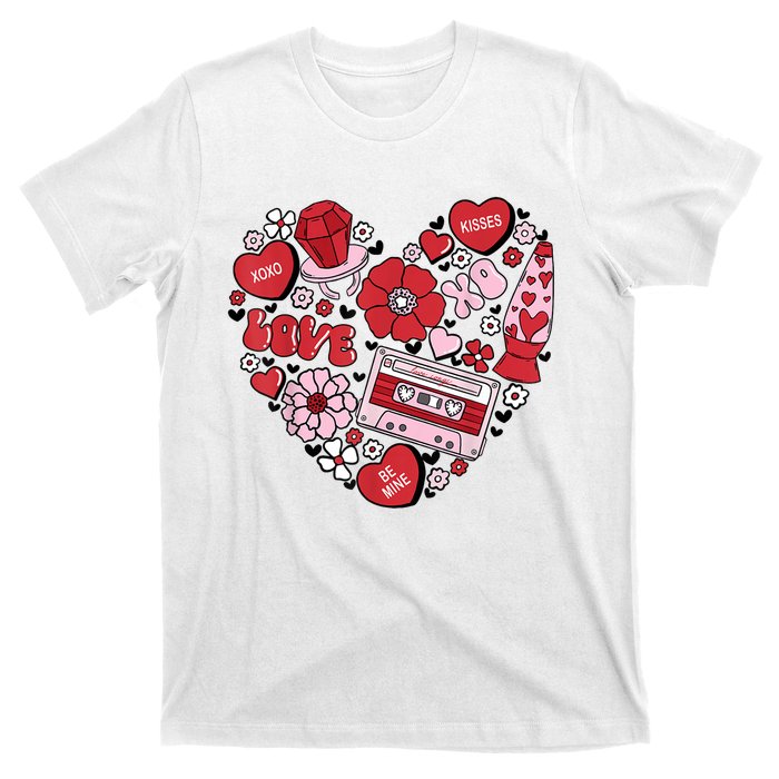 Retro Valentines Day Love Groovy Valentines Hearts T-Shirt