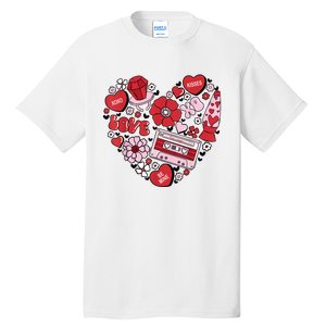 Retro Valentines Day Love Groovy Valentines Hearts Tall T-Shirt