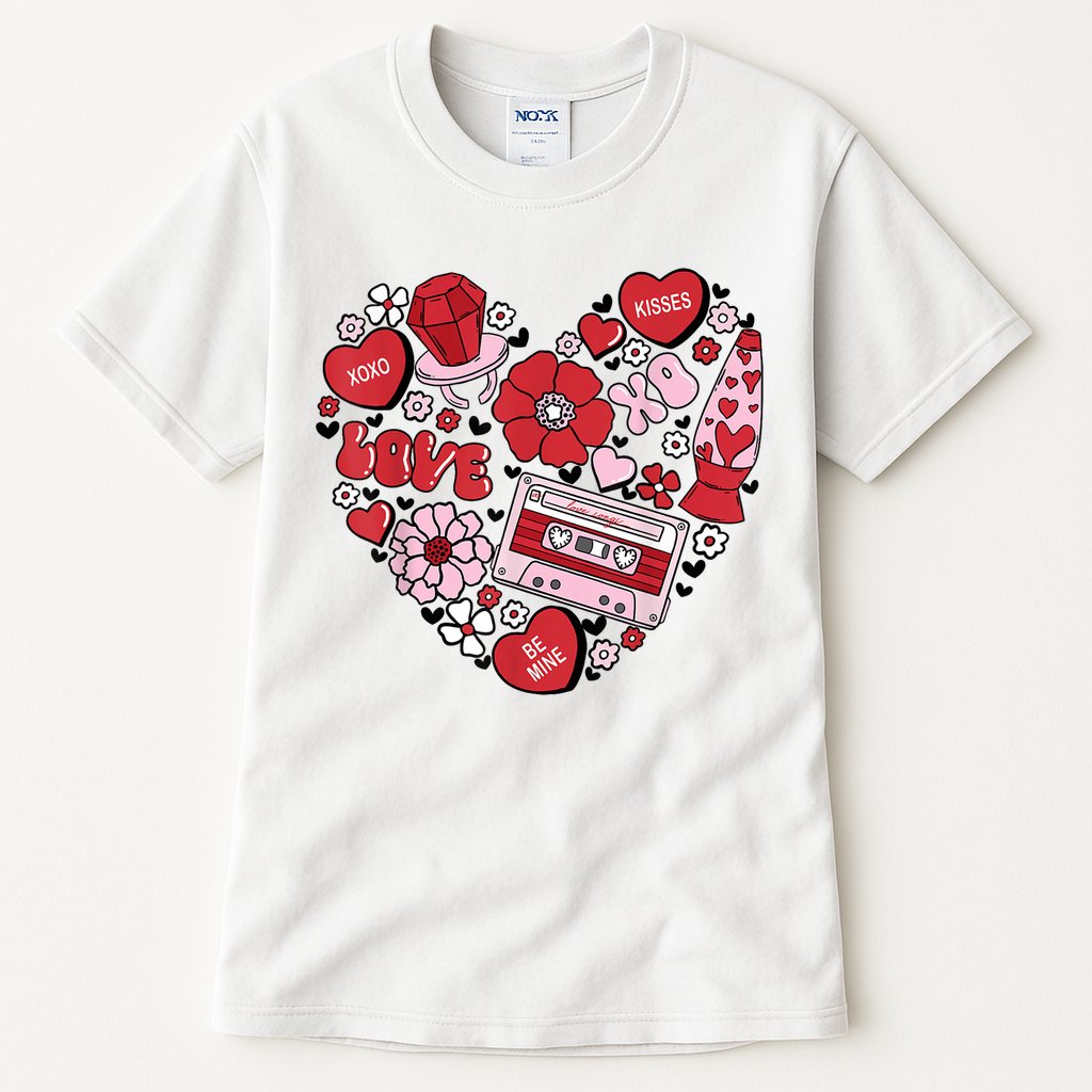 Retro Valentines Day Love Groovy Valentines Hearts Tall T-Shirt