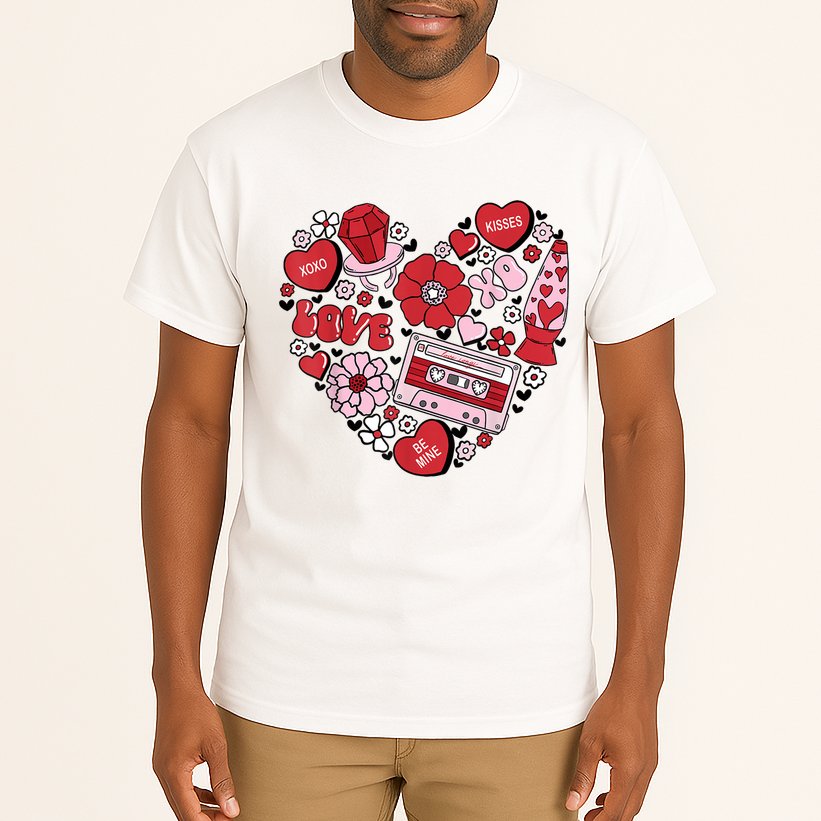 Retro Valentines Day Love Groovy Valentines Hearts Tall T-Shirt