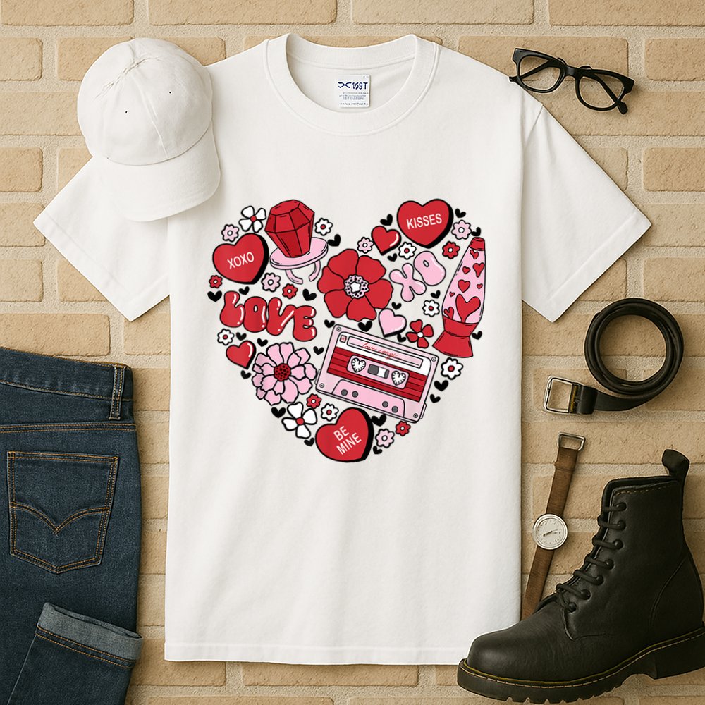 Retro Valentines Day Love Groovy Valentines Hearts Tall T-Shirt