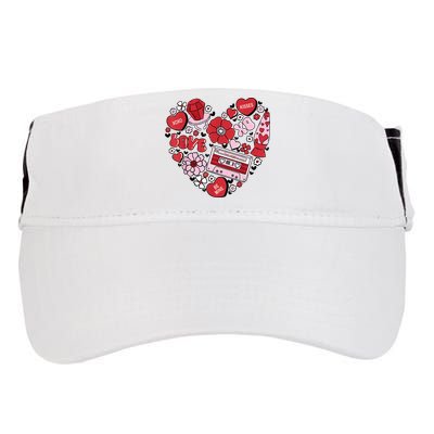 Retro Valentines Day Love Groovy Valentines Hearts Adult Drive Performance Visor