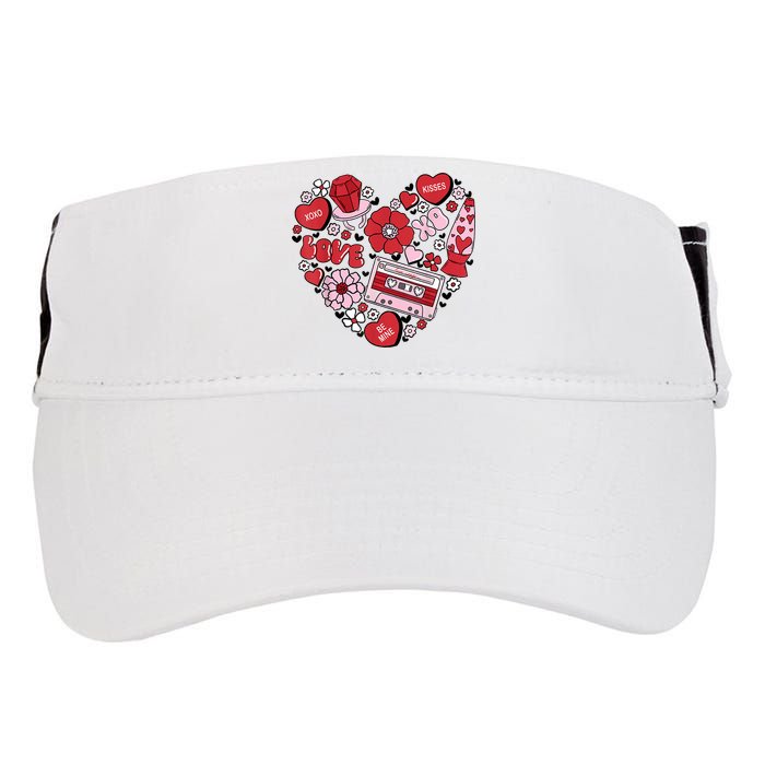 Retro Valentines Day Love Groovy Valentines Hearts Adult Drive Performance Visor