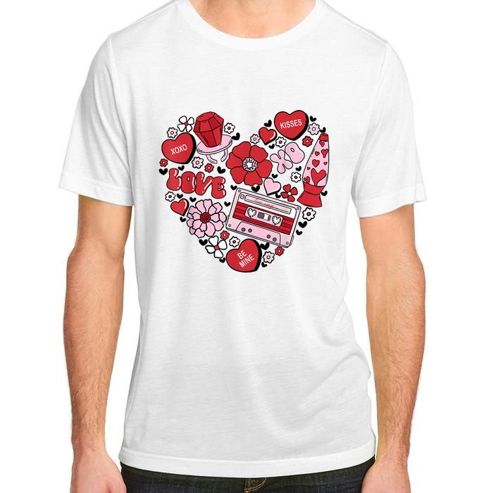 Retro Valentines Day Love Groovy Valentines Hearts Adult ChromaSoft Performance T-Shirt