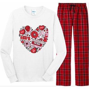 Retro Valentines Day Love Groovy Valentines Hearts Long Sleeve Pajama Set