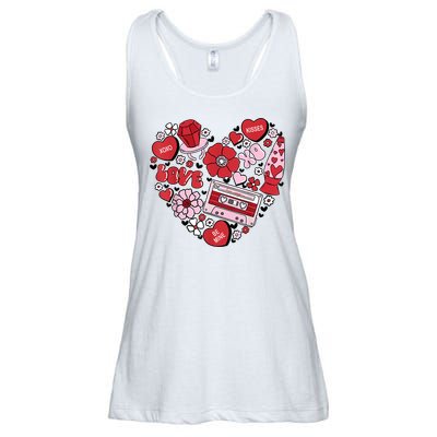 Retro Valentines Day Love Groovy Valentines Hearts Ladies Essential Flowy Tank