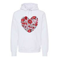 Retro Valentines Day Love Groovy Valentines Hearts Premium Hoodie