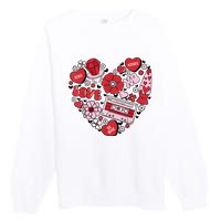 Retro Valentines Day Love Groovy Valentines Hearts Premium Crewneck Sweatshirt