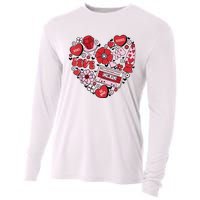 Retro Valentines Day Love Groovy Valentines Hearts Cooling Performance Long Sleeve Crew