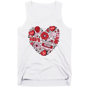 Retro Valentines Day Love Groovy Valentines Hearts Tank Top