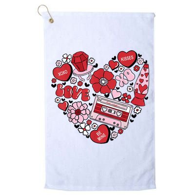 Retro Valentines Day Love Groovy Valentines Hearts Golf Towel